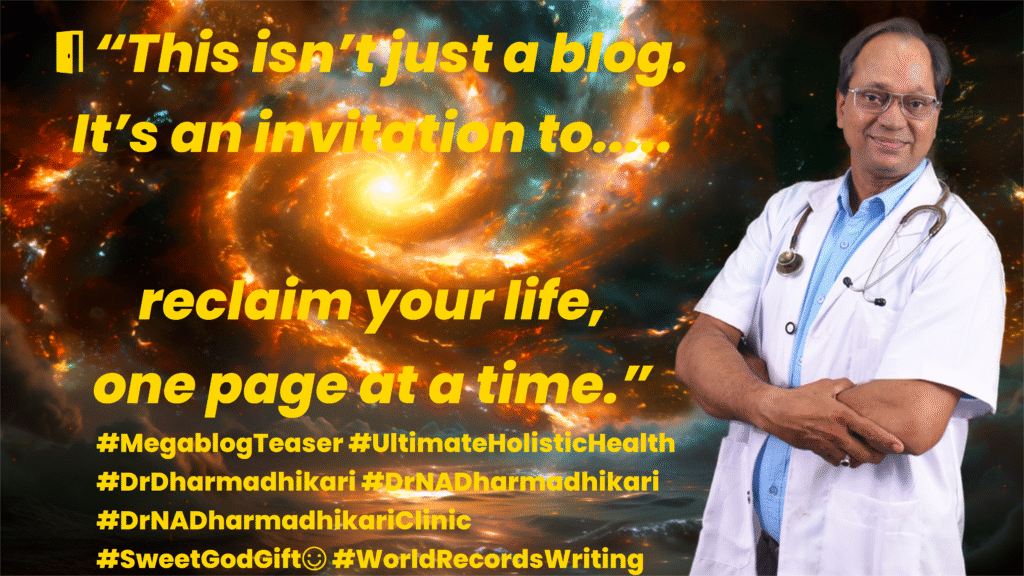 6 This isnt just a blog Its an invitation to reclaim your life one page at a time Doctor standing with folded arms in front of a cosmic galaxy background with the quote ‘This isn’t just a blog. It’s an invitation to reclaim your life, one page at a time.