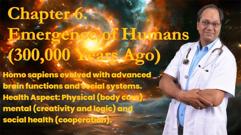 Chapter 6 Emergence of Humans Holistic Health Insight Emergence of humans and evolution of brain, society, and wellbeing. मानवों का उद्भव और मस्तिष्क व सामाजिक विकास।
