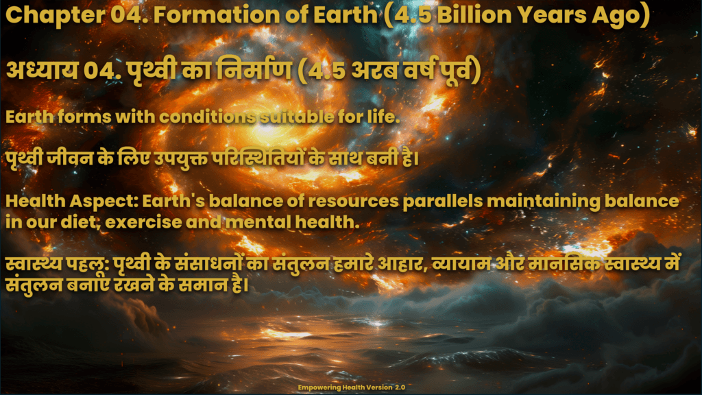 Chapter 4 describing the formation of Earth and conditions suitable for life.