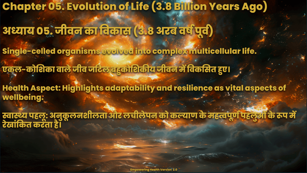 Chapter 5 describing the evolution of life from single-celled to complex multicellular organisms.
