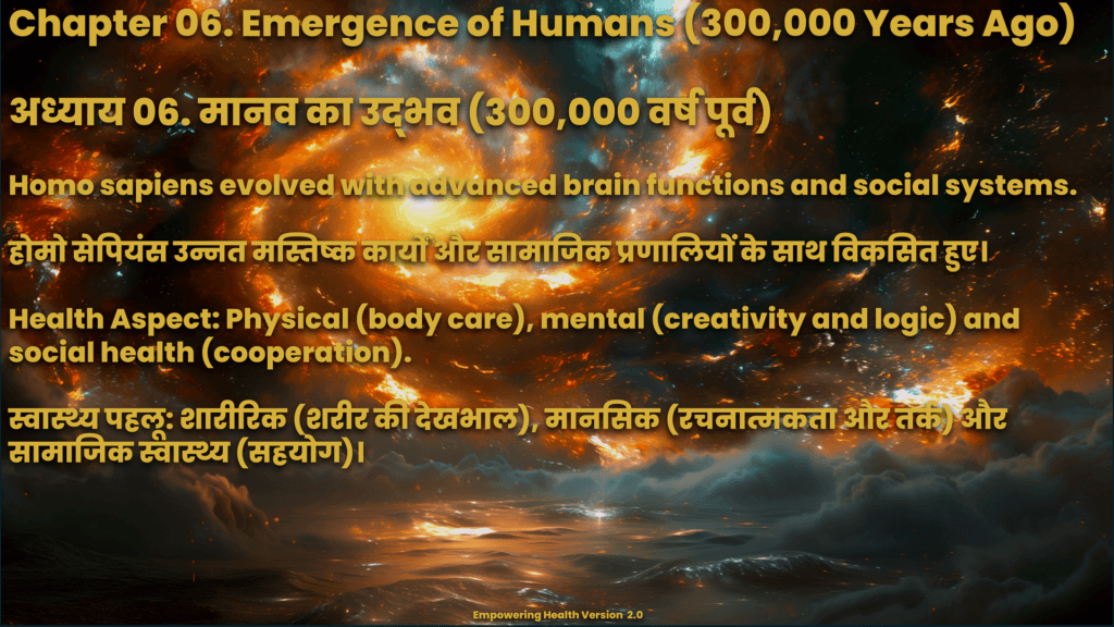 Chapter 6 describing the emergence of Homo sapiens and physical, mental and social health.