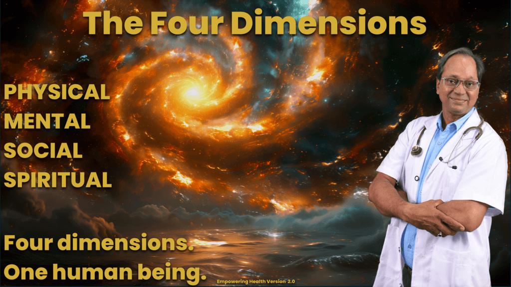 Four dimensions of health: physical, mental, social and spiritual.
