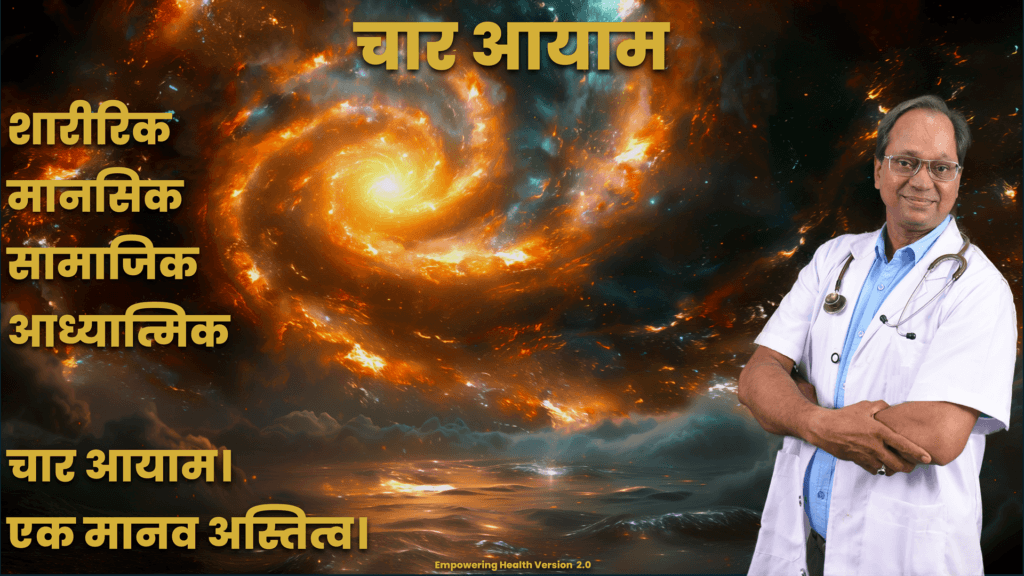 Hindi presentation of four dimensions of health and wellbeing.